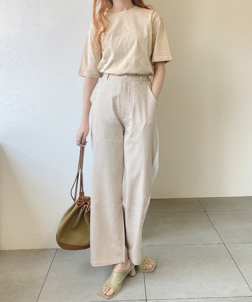 UNRELISH（アンレリッシュ）の「サイドラインチェックパンツ（その他パンツ・レディース・ベージュ/ピンクベージュ・MEDIUM）」の8枚目の写真