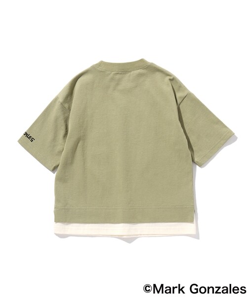 Mark Gonzales（マーク・ゴンザレス）の「◆【マークゴンザレス】レイヤード五分袖T（Tシャツ/カットソー・キッズ・オリーブ/アイボリー・11/10/12/15 /13/14/09）」の8枚目の写真
