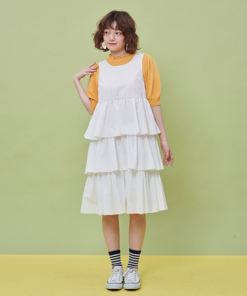 MERLOT（メルロー）の「ハーフスリーブスタンドフリルニット（ニット/セーター・レディース・ホワイト/ブラック/イエロー/グリーン・FREE）」の20枚目の写真