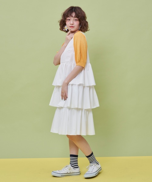 MERLOT（メルロー）の「ハーフスリーブスタンドフリルニット（ニット/セーター・レディース・ホワイト/ブラック/イエロー/グリーン・FREE）」の19枚目の写真