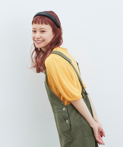 MERLOT（メルロー）の「ハーフスリーブスタンドフリルニット（ニット/セーター・レディース・ホワイト/ブラック/イエロー/グリーン・FREE）」の6枚目の写真