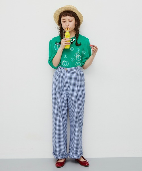 MERLOT（メルロー）の「ハーフスリーブスタンドフリルニット（ニット/セーター・レディース・ホワイト/ブラック/イエロー/グリーン・FREE）」の11枚目の写真