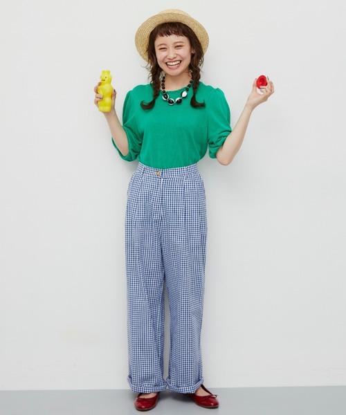 MERLOT（メルロー）の「ハーフスリーブスタンドフリルニット（ニット/セーター・レディース・ホワイト/ブラック/イエロー/グリーン・FREE）」の12枚目の写真