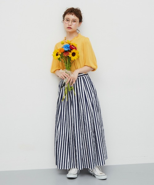 MERLOT（メルロー）の「ハーフスリーブスタンドフリルニット（ニット/セーター・レディース・ホワイト/ブラック/イエロー/グリーン・FREE）」の15枚目の写真