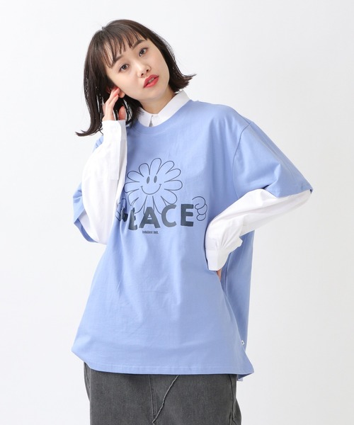 ISTKUNST(イストクンスト)の「ISTKUNST/PEACE FACE TEE 2940866(Tシャツ/カットソー・レディース・ライトブルー/ホワイト/ブラック・LARGE/MEDIUM)」の8枚目の写真