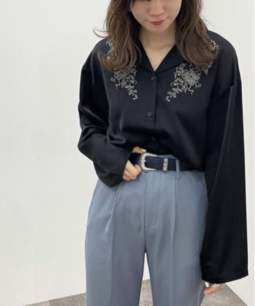 apres jour mignon(アプレジュールミニョン)の「刺繍開襟シャツ【ZOZOTOWN限定アイテム】(シャツ/ブラウス・レディース・ブラック/ブルー/グリーン/ダークブルー・X-LARGE/フリー)」の21枚目の写真