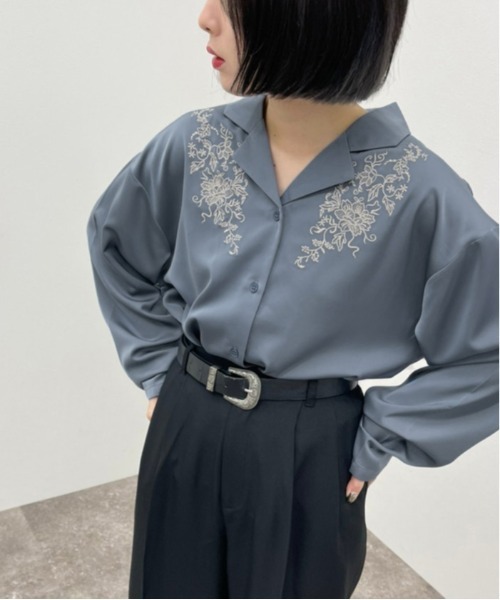 apres jour mignon(アプレジュールミニョン)の「刺繍開襟シャツ【ZOZOTOWN限定アイテム】(シャツ/ブラウス・レディース・ブラック/ブルー/グリーン/ダークブルー・X-LARGE/フリー)」の18枚目の写真
