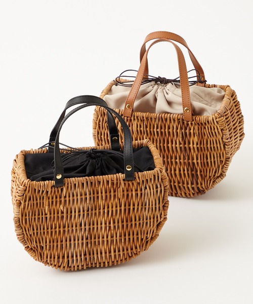 ふりふ（フリフ）の「アラログレザーラウンドトート（トートバッグ・レディース・ブラック/ベージュ・FREE）」の2枚目の写真