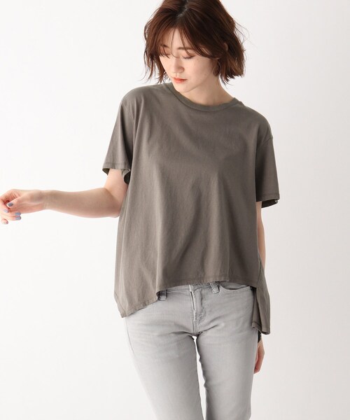 JET（ジェット）の「◆●【ウォッシャブル】コットンイレギュラーヘムデザインTシャツ（Tシャツ/カットソー・レディース・ホワイト/ブラック/ブラウン系その他/ベビーピンク・04）」の3枚目の写真