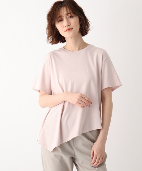 JET（ジェット）の「◆●【ウォッシャブル】コットンイレギュラーヘムデザインTシャツ（Tシャツ/カットソー・レディース・ホワイト/ブラック/ブラウン系その他/ベビーピンク・04）」の4枚目の写真