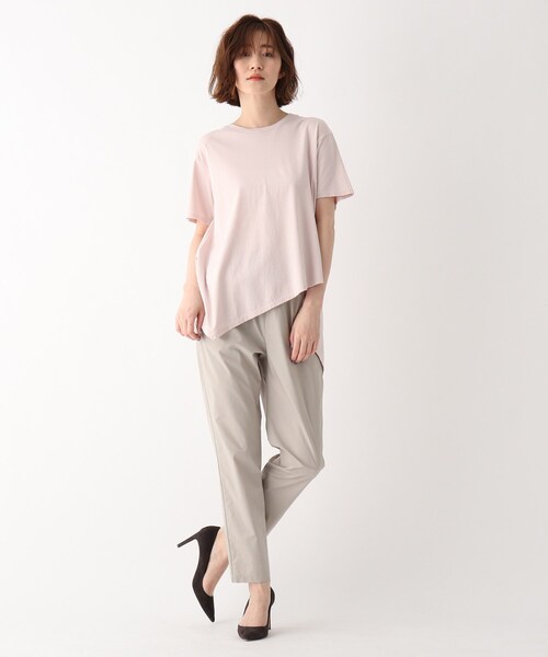 JET（ジェット）の「◆●【ウォッシャブル】コットンイレギュラーヘムデザインTシャツ（Tシャツ/カットソー・レディース・ホワイト/ブラック/ブラウン系その他/ベビーピンク・04）」の14枚目の写真