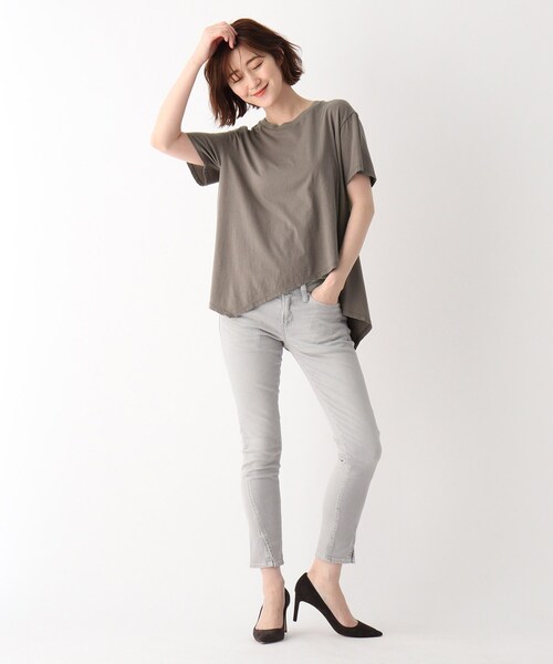 JET（ジェット）の「◆●【ウォッシャブル】コットンイレギュラーヘムデザインTシャツ（Tシャツ/カットソー・レディース・ホワイト/ブラック/ブラウン系その他/ベビーピンク・04）」の18枚目の写真