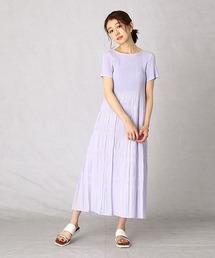 ゴムシャーリング ボーダーワンピース