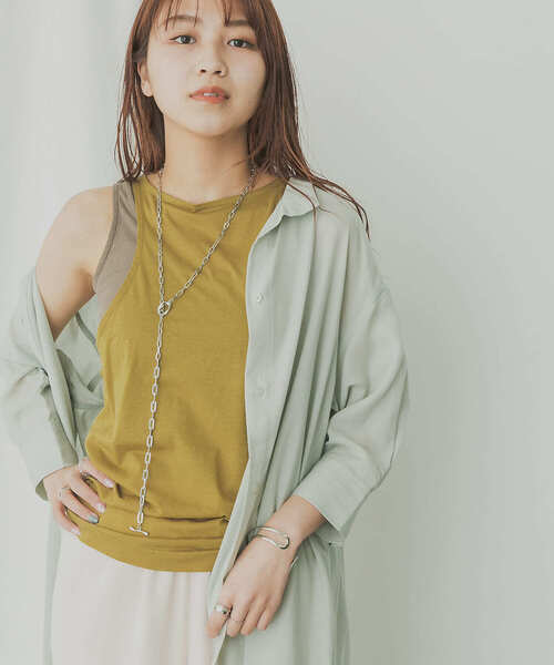 KBF+（ケービーエフプラス）の「KBF+　シアーレイヤードタンクトップ（タンクトップ・レディース・ブラック/グリーン系その他/マスタード・ONE）」の3枚目の写真