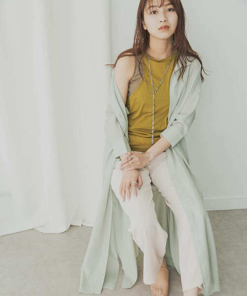 KBF+（ケービーエフプラス）の「KBF+　シアーレイヤードタンクトップ（タンクトップ・レディース・ブラック/グリーン系その他/マスタード・ONE）」の7枚目の写真