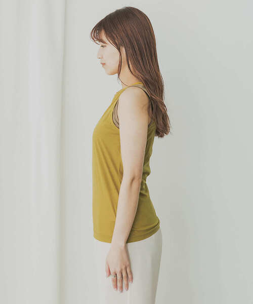 KBF+（ケービーエフプラス）の「KBF+　シアーレイヤードタンクトップ（タンクトップ・レディース・ブラック/グリーン系その他/マスタード・ONE）」の11枚目の写真