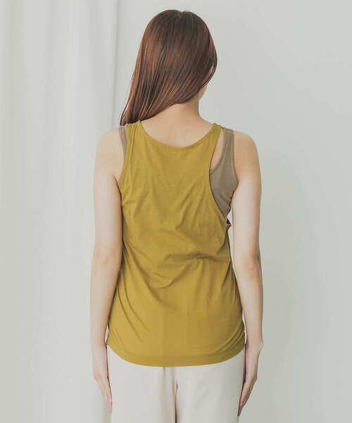 KBF+（ケービーエフプラス）の「KBF+　シアーレイヤードタンクトップ（タンクトップ・レディース・ブラック/グリーン系その他/マスタード・ONE）」の12枚目の写真