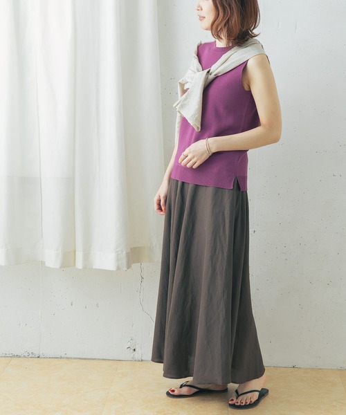 URBAN RESEARCH ROSSO WOMEN（アーバンリサーチ　ロッソ）の「ミラノリブノースリーブニット（ニット/セーター・レディース・ライトグレー/ブラック/パープル・FREE）」の9枚目の写真