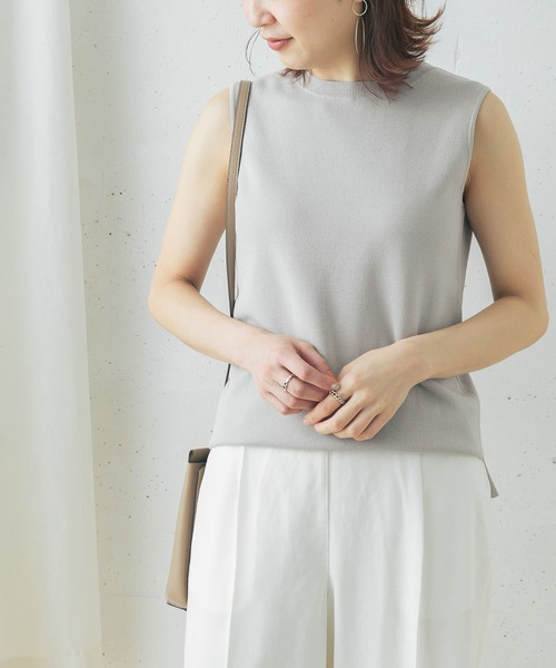 URBAN RESEARCH ROSSO WOMEN（アーバンリサーチ　ロッソ）の「ミラノリブノースリーブニット（ニット/セーター・レディース・ライトグレー/ブラック/パープル・FREE）」の5枚目の写真