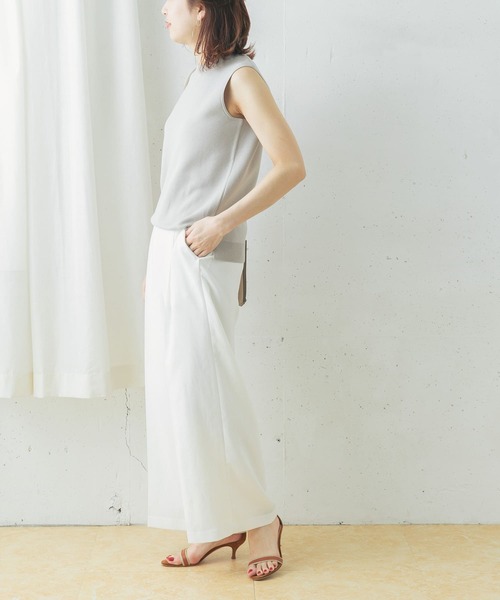 URBAN RESEARCH ROSSO WOMEN（アーバンリサーチ　ロッソ）の「ミラノリブノースリーブニット（ニット/セーター・レディース・ライトグレー/ブラック/パープル・FREE）」の7枚目の写真