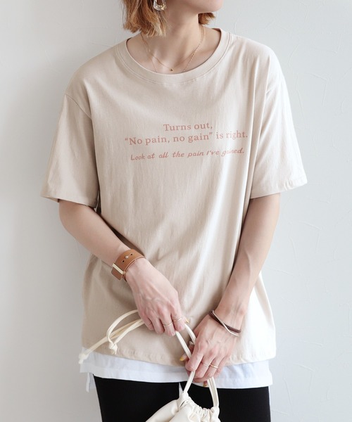 reca(レカ)の「ロゴプリントTシャツ(Tシャツ/カットソー・レディース・ホワイト/ベージュ/モカ/イエロー系その他・FREE)」の2枚目の写真