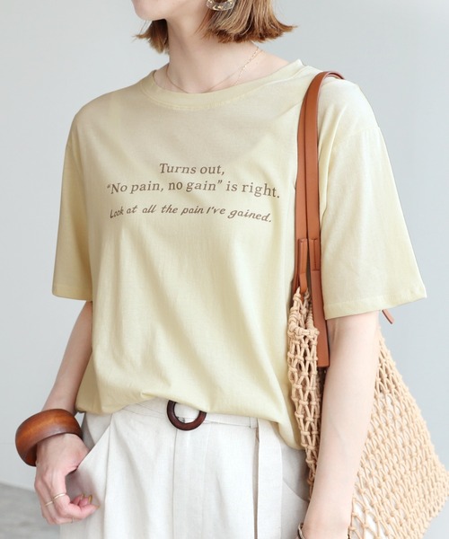 reca(レカ)の「ロゴプリントTシャツ(Tシャツ/カットソー・レディース・ホワイト/ベージュ/モカ/イエロー系その他・FREE)」の4枚目の写真
