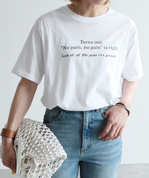 reca(レカ)の「ロゴプリントTシャツ(Tシャツ/カットソー・レディース・ホワイト/ベージュ/モカ/イエロー系その他・FREE)」の3枚目の写真