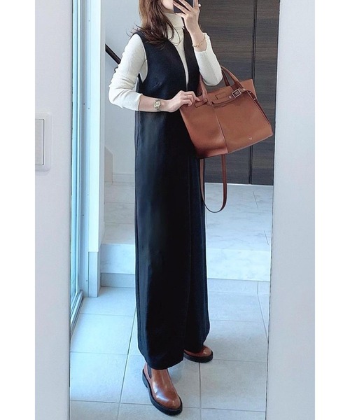 Bonjour Sagan（ボンジュールサガン）の「ディープVネックオールインワン（サロペット/オーバーオール・レディース・ブラック/ベージュ・S/M）」の12枚目の写真