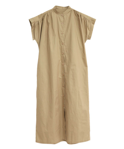 ISOOK（アイスー）の「Stand collar shirt one-piece / スタンドカラーシャツワンピース（mi select）（シャツワンピース・レディース・ダークベージュ/ブラック・FREE）」の8枚目の写真