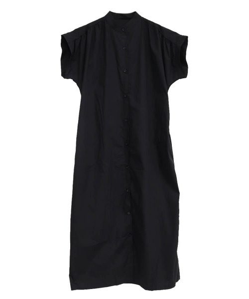 ISOOK（アイスー）の「Stand collar shirt one-piece / スタンドカラーシャツワンピース（mi select）（シャツワンピース・レディース・ダークベージュ/ブラック・FREE）」の4枚目の写真