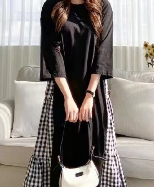 Emi エミプラス の ギンガムチェックドッキングロングワンピース ワンピース Wear