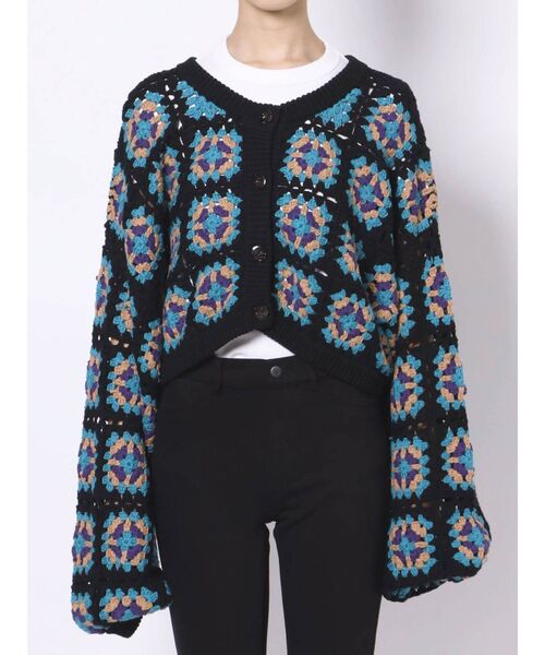 jouetie(ジュエティ)の「【セットアップ対応】クロシェ2WAYトップス(ニット/セーター・レディース・グリーン/ブラック/ブラウン・MEDIUM)」の4枚目の写真