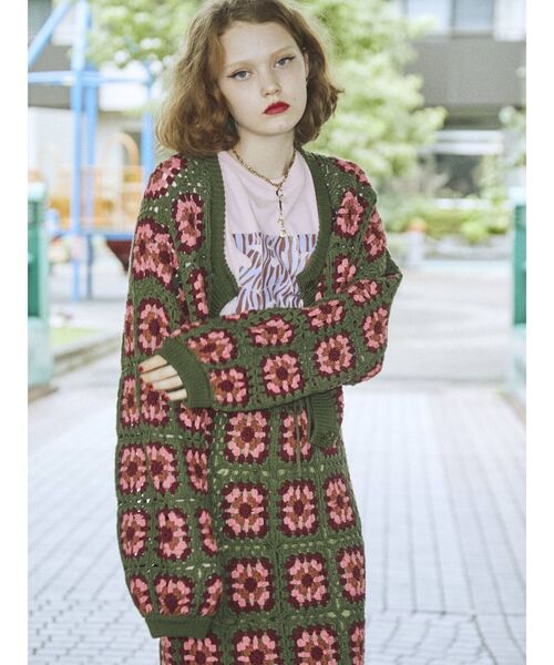 jouetie(ジュエティ)の「【セットアップ対応】クロシェ2WAYトップス(ニット/セーター・レディース・グリーン/ブラック/ブラウン・MEDIUM)」の7枚目の写真