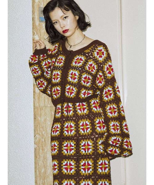 jouetie(ジュエティ)の「【セットアップ対応】クロシェ2WAYトップス(ニット/セーター・レディース・グリーン/ブラック/ブラウン・MEDIUM)」の22枚目の写真