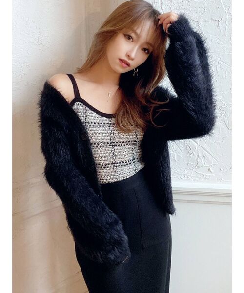 RESEXXY(リゼクシー)の「ツイードライクニットビスチェ【セットアップ着用可能】(キャミソール・レディース・ブルー/ベージュ/ブラック・FREE)」の2枚目の写真