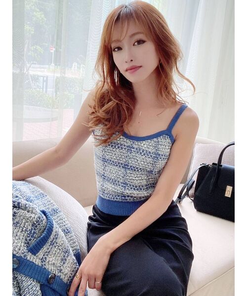 RESEXXY(リゼクシー)の「ツイードライクニットビスチェ【セットアップ着用可能】(キャミソール・レディース・ブルー/ベージュ/ブラック・FREE)」の6枚目の写真