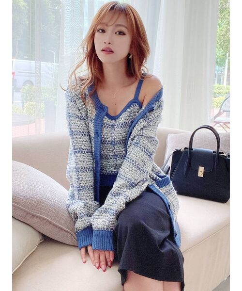 RESEXXY(リゼクシー)の「ツイードライクニットビスチェ【セットアップ着用可能】(キャミソール・レディース・ブルー/ベージュ/ブラック・FREE)」の7枚目の写真