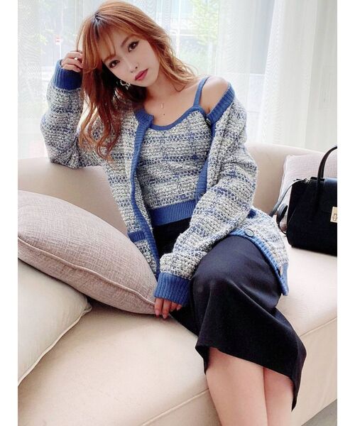 RESEXXY(リゼクシー)の「ツイードライクニットビスチェ【セットアップ着用可能】(キャミソール・レディース・ブルー/ベージュ/ブラック・FREE)」の8枚目の写真