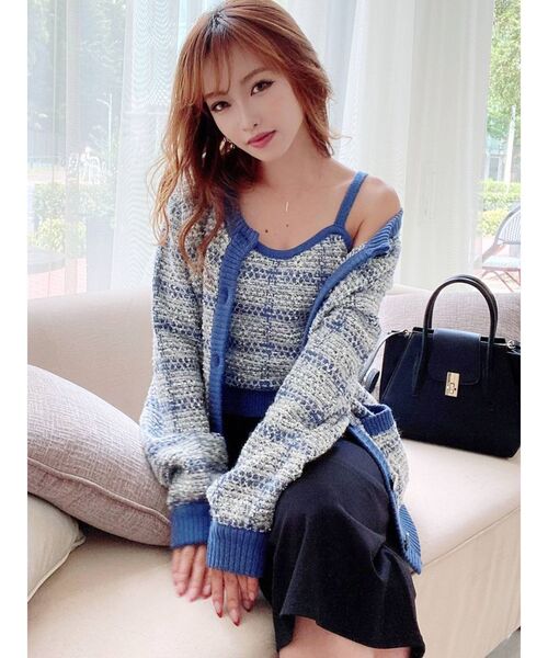 RESEXXY(リゼクシー)の「ツイードライクニットビスチェ【セットアップ着用可能】(キャミソール・レディース・ブルー/ベージュ/ブラック・FREE)」の9枚目の写真