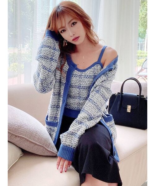 RESEXXY(リゼクシー)の「ツイードライクニットビスチェ【セットアップ着用可能】(キャミソール・レディース・ブルー/ベージュ/ブラック・FREE)」の10枚目の写真