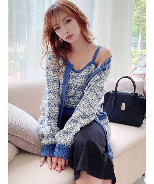 RESEXXY(リゼクシー)の「ツイードライクニットビスチェ【セットアップ着用可能】(キャミソール・レディース・ブルー/ベージュ/ブラック・FREE)」の11枚目の写真