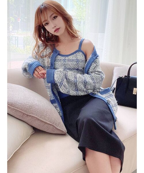 RESEXXY(リゼクシー)の「ツイードライクニットビスチェ【セットアップ着用可能】(キャミソール・レディース・ブルー/ベージュ/ブラック・FREE)」の12枚目の写真