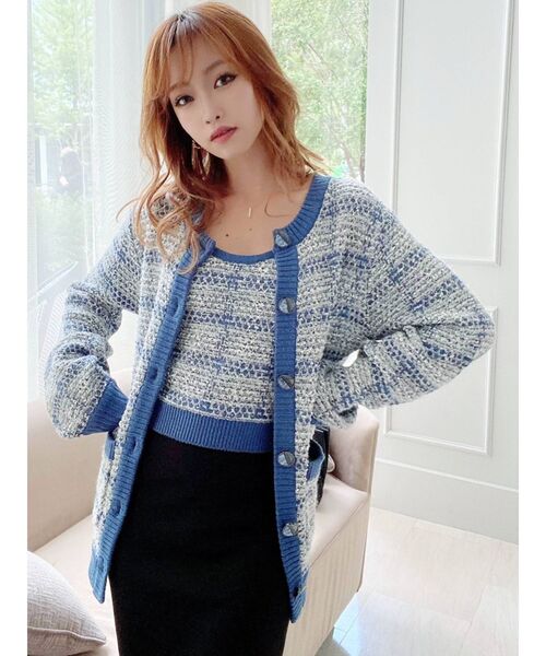 RESEXXY(リゼクシー)の「ツイードライクニットビスチェ【セットアップ着用可能】(キャミソール・レディース・ブルー/ベージュ/ブラック・FREE)」の16枚目の写真