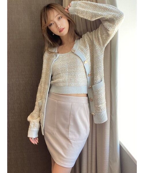 RESEXXY(リゼクシー)の「ツイードライクニットビスチェ【セットアップ着用可能】(キャミソール・レディース・ブルー/ベージュ/ブラック・FREE)」の17枚目の写真