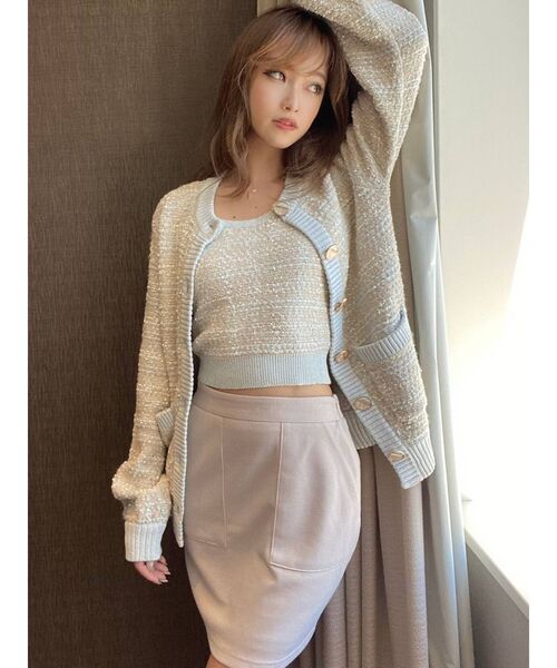 RESEXXY(リゼクシー)の「ツイードライクニットビスチェ【セットアップ着用可能】(キャミソール・レディース・ブルー/ベージュ/ブラック・FREE)」の19枚目の写真