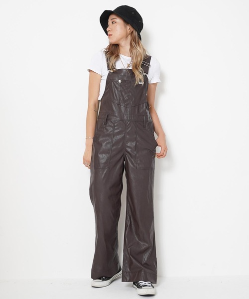 Wrangler（ラングラー）の「Wrangler Womens SYNTHETIC LEATHER FRARE OVERALL WI1393（つなぎ/オールインワン・レディース・ブラウン/ブラック・S/XS/SMALL/X-SMALL）」の6枚目の写真