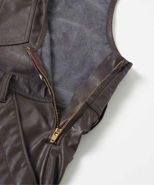 Wrangler（ラングラー）の「Wrangler Womens SYNTHETIC LEATHER FRARE OVERALL WI1393（つなぎ/オールインワン・レディース・ブラウン/ブラック・S/XS/SMALL/X-SMALL）」の8枚目の写真