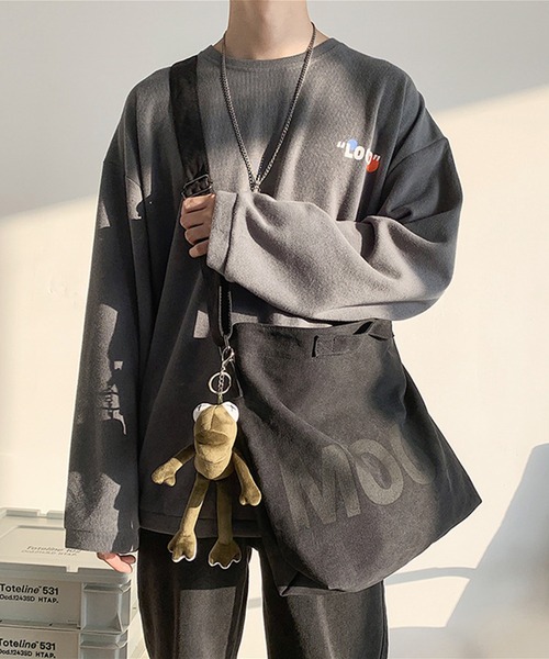 aimoha(アイモハ)の「大容量でビッグキャンバストートバッグ(カエル付き)(トートバッグ・レディース・ブラック/チョコ・FREE)」の2枚目の写真