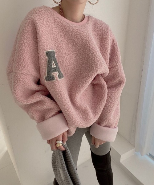 Diosfront（ディオスフロント）の「オーバーサイズロゴワッペンボアブラウス（シャツ/ブラウス・レディース・オフホワイト/モカ/ピンク・FREE）」の21枚目の写真