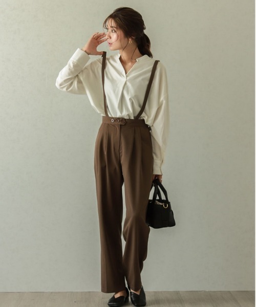 SUGAR BISKET（シュガービスケット）の「サスペンダー付きセンタープレステーパードパンツ（その他パンツ・レディース・ブラック/ダークグレー/ライトグレー/ブラウン・M/L）」の18枚目の写真